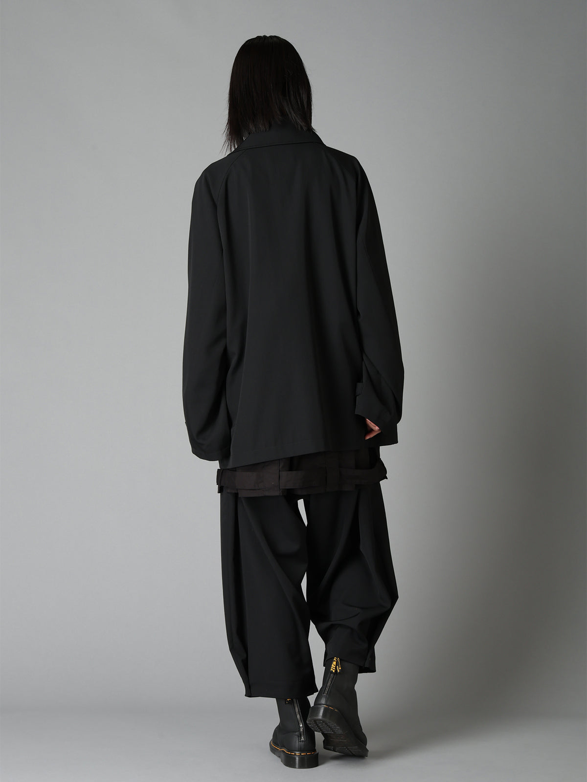 WASHER WOOL GABARDINE NAPOLEON DOUBLE-BREASTED JACKET