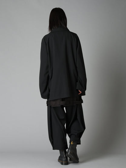 WASHER WOOL GABARDINE NAPOLEON DOUBLE-BREASTED JACKET
