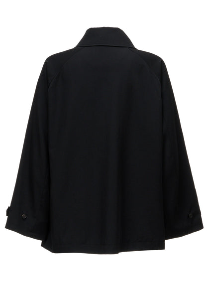 WASHER WOOL GABARDINE NAPOLEON DOUBLE-BREASTED JACKET