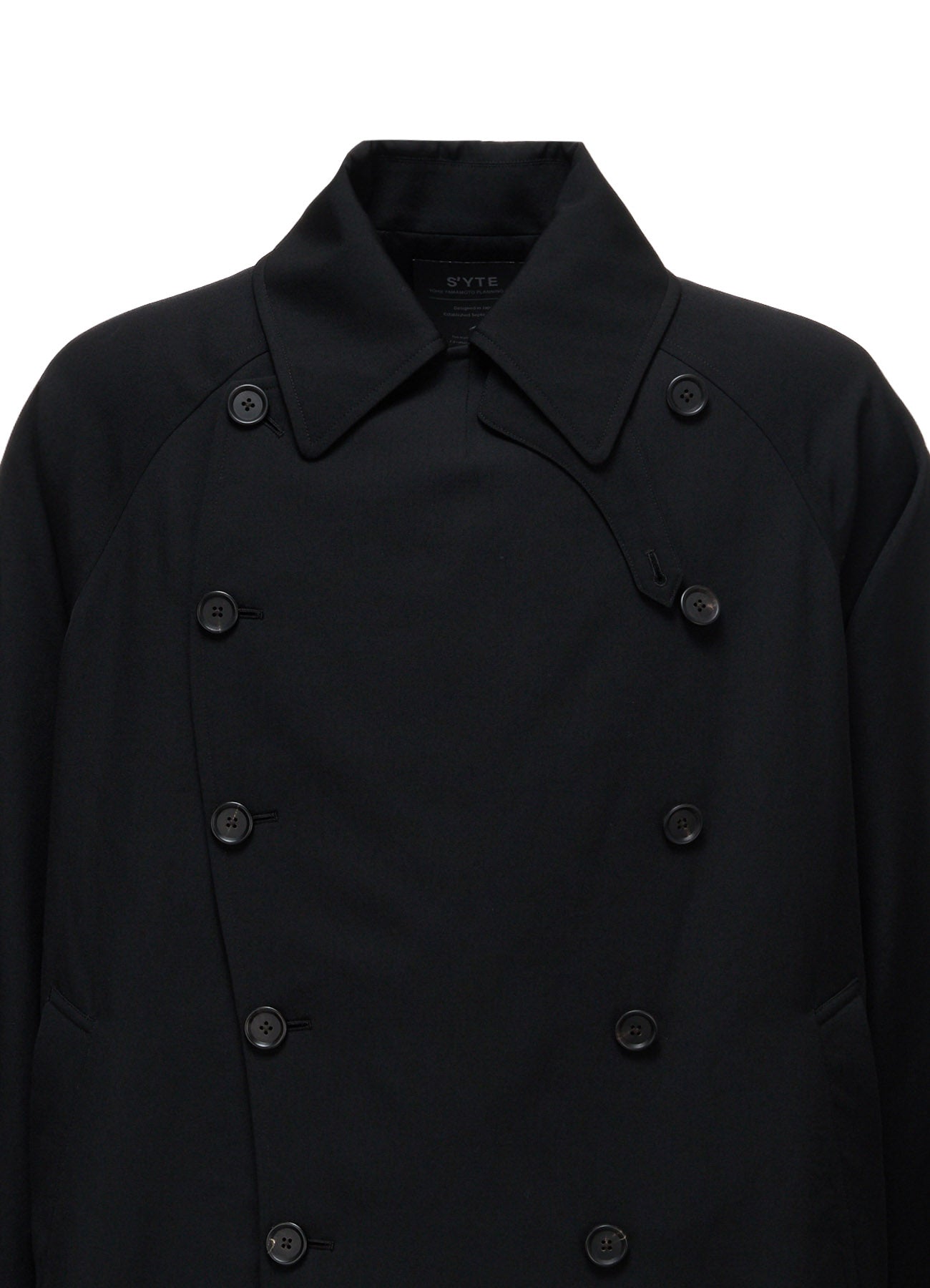 s´yte 19ss Gabardine Double Collar Coat WASHER WOOL GABARDINE NAPOLEON DOUBLE-BREASTED JACKET – THE SHOP