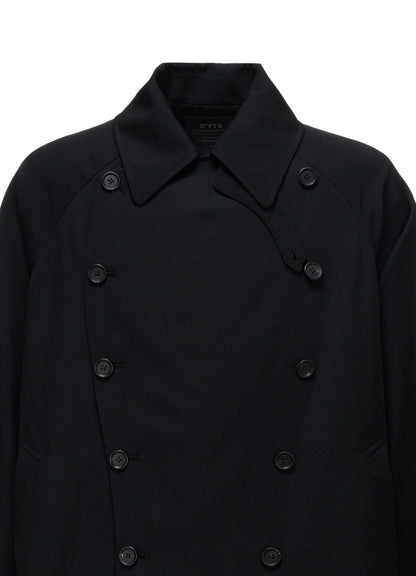 WASHER WOOL GABARDINE NAPOLEON DOUBLE-BREASTED JACKET