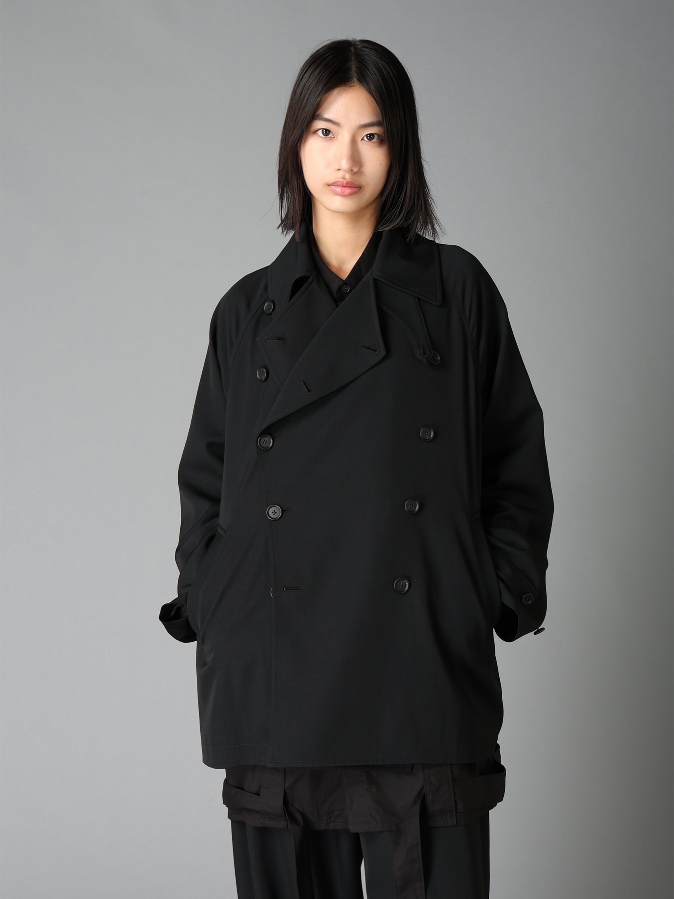 WASHER WOOL GABARDINE NAPOLEON DOUBLE-BREASTED JACKET – THE SHOP