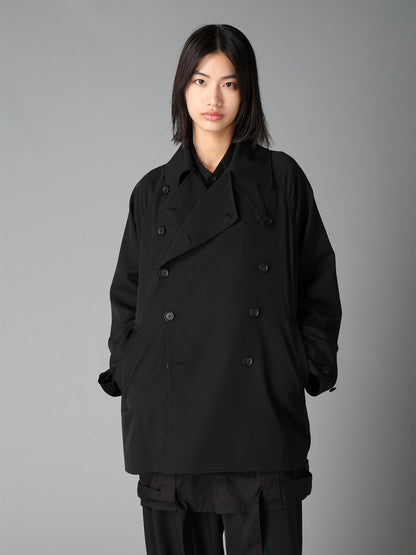 WASHER WOOL GABARDINE NAPOLEON DOUBLE-BREASTED JACKET