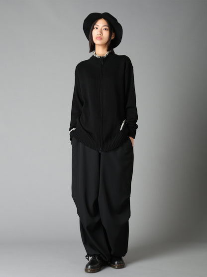 WASHER WOOL GABARDINE KNEE-TUCK PANTS