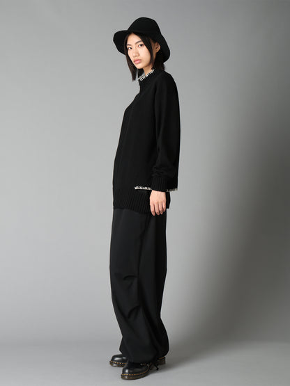 WASHER WOOL GABARDINE KNEE-TUCK PANTS