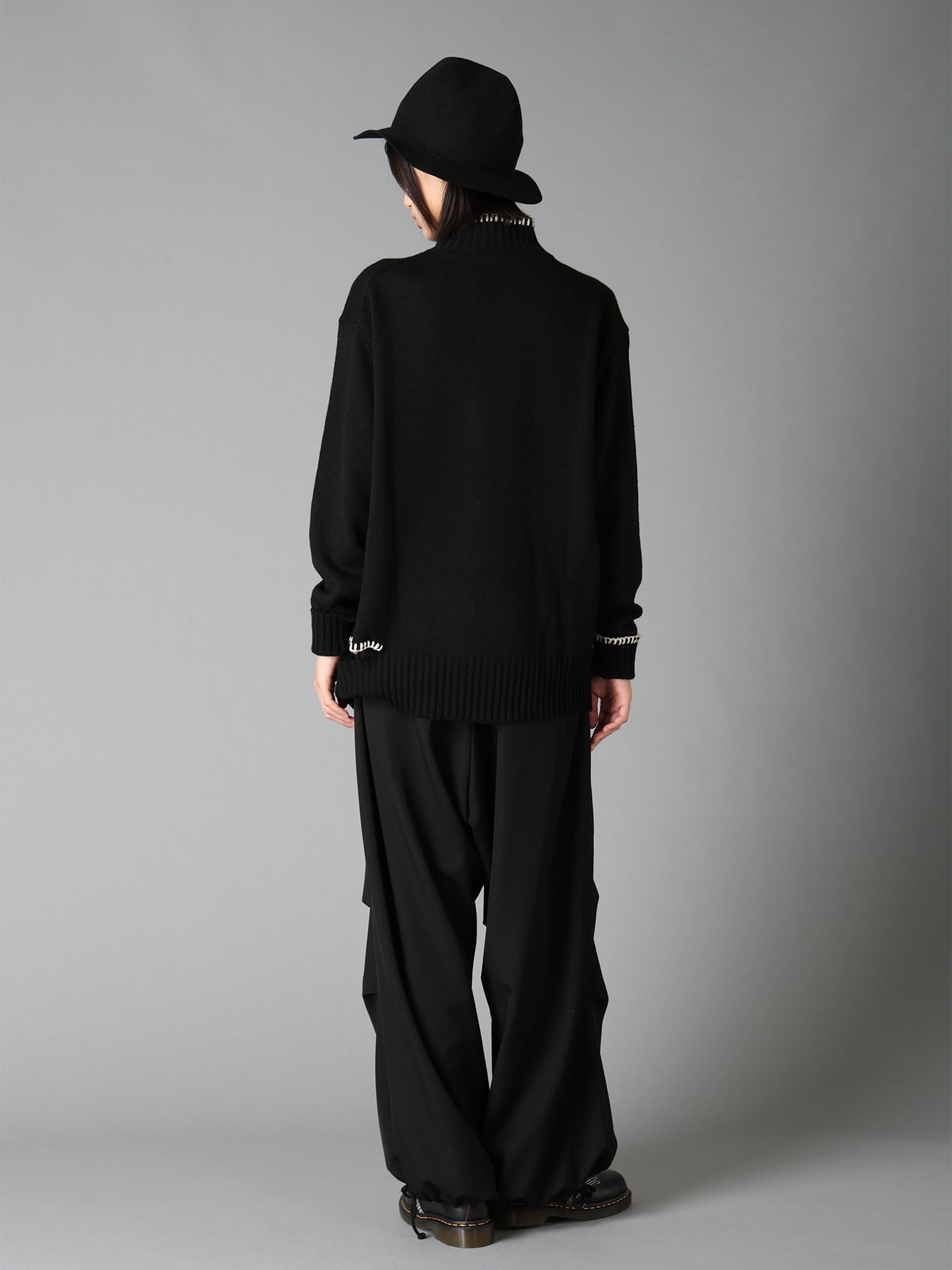 WASHER WOOL GABARDINE KNEE-TUCK PANTS