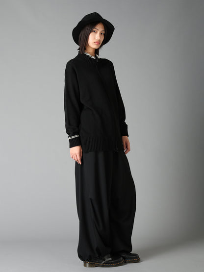 WASHER WOOL GABARDINE KNEE-TUCK PANTS