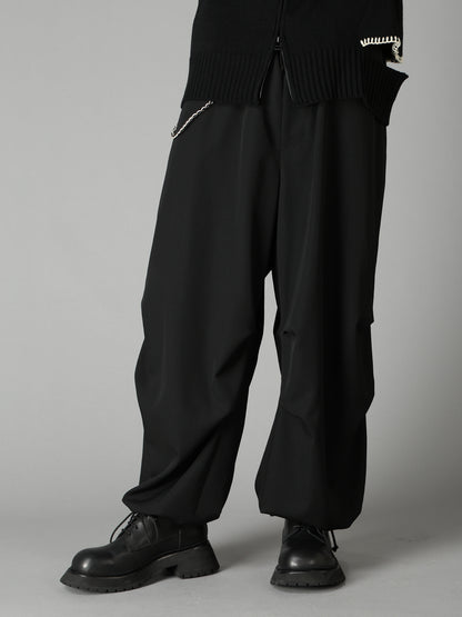 WASHER WOOL GABARDINE KNEE-TUCK PANTS