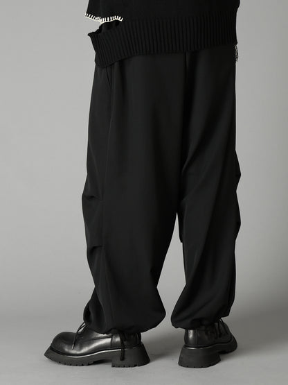 WASHER WOOL GABARDINE KNEE-TUCK PANTS