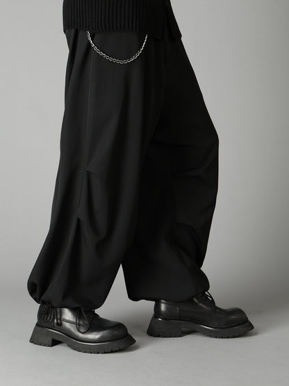 WASHER WOOL GABARDINE KNEE-TUCK PANTS