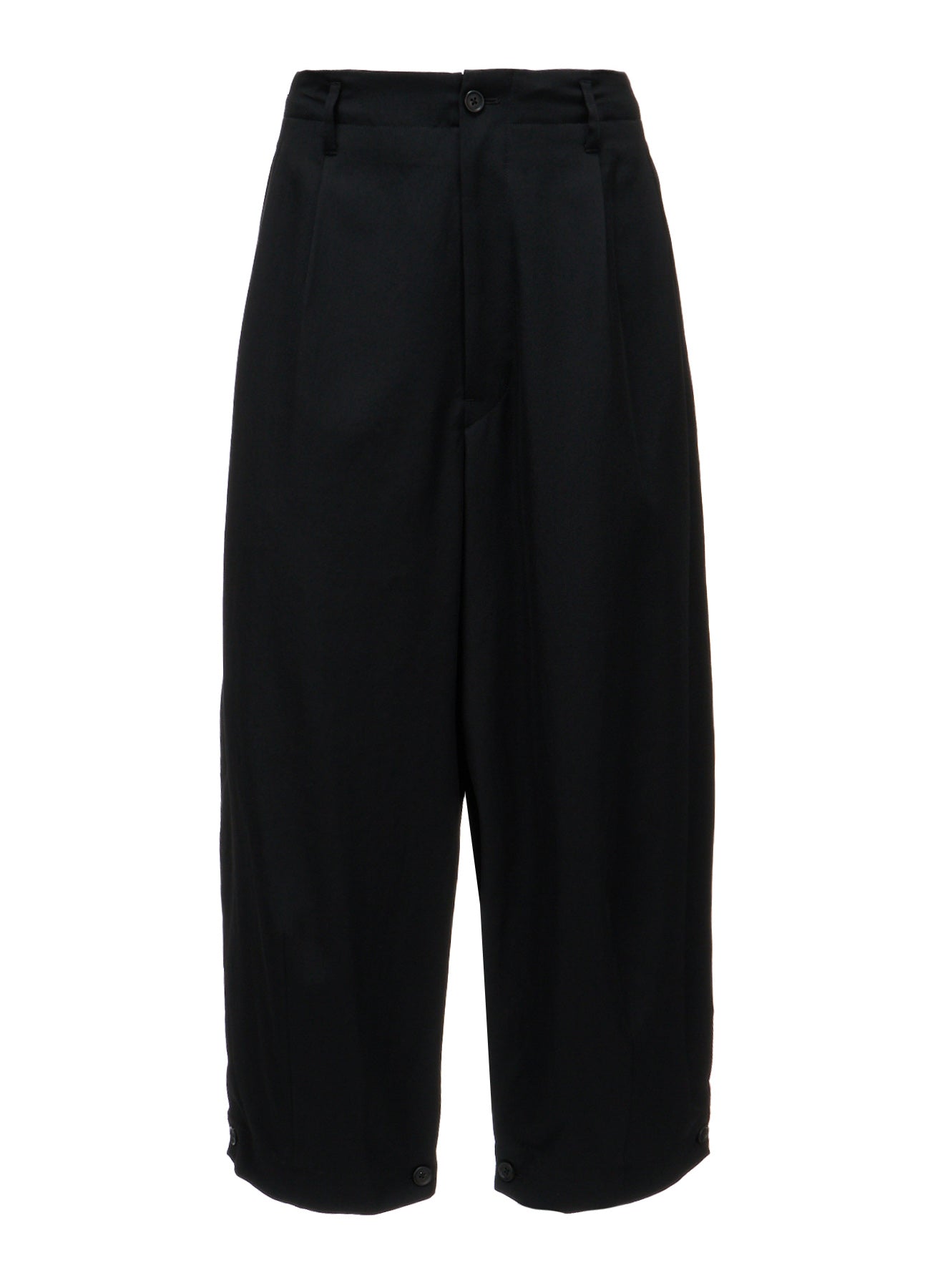WASHER WOOL GABARDINE BUTTON HEM TAPERED PANTS