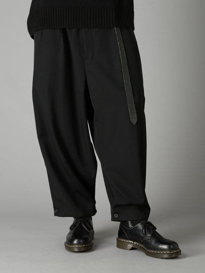 WASHER WOOL GABARDINE BUTTON HEM TAPERED PANTS