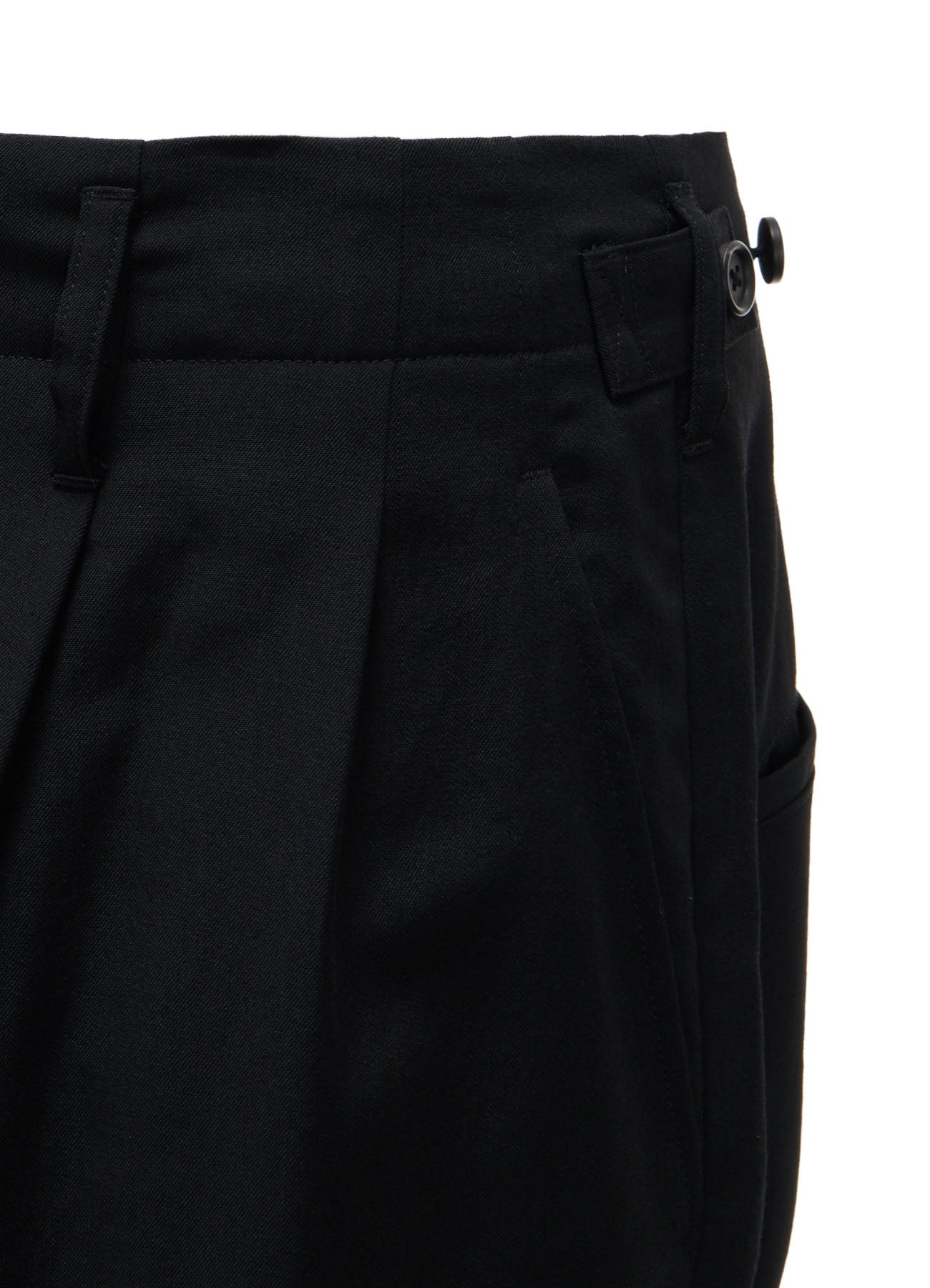 WASHER WOOL GABARDINE BUTTON HEM TAPERED PANTS