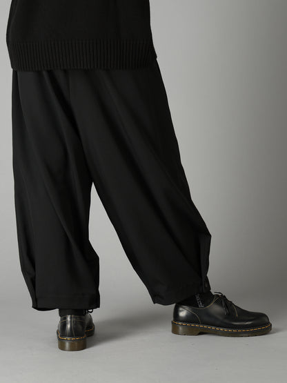 WASHER WOOL GABARDINE BUTTON HEM TAPERED PANTS