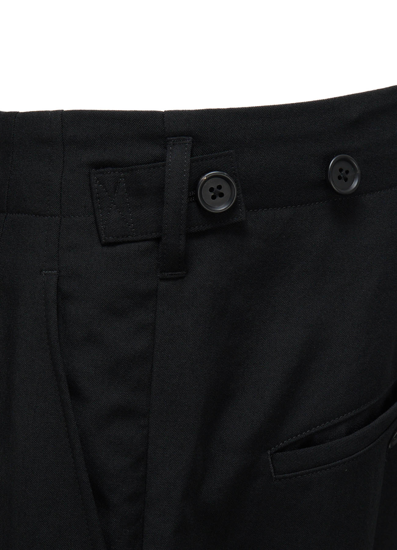 WASHER WOOL GABARDINE BUTTON HEM TAPERED PANTS