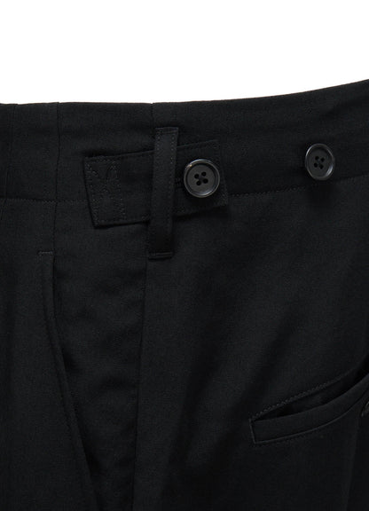 WASHER WOOL GABARDINE BUTTON HEM TAPERED PANTS