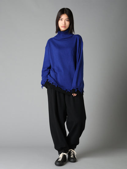 BRUSHED WOOL RIB HEM PANTS