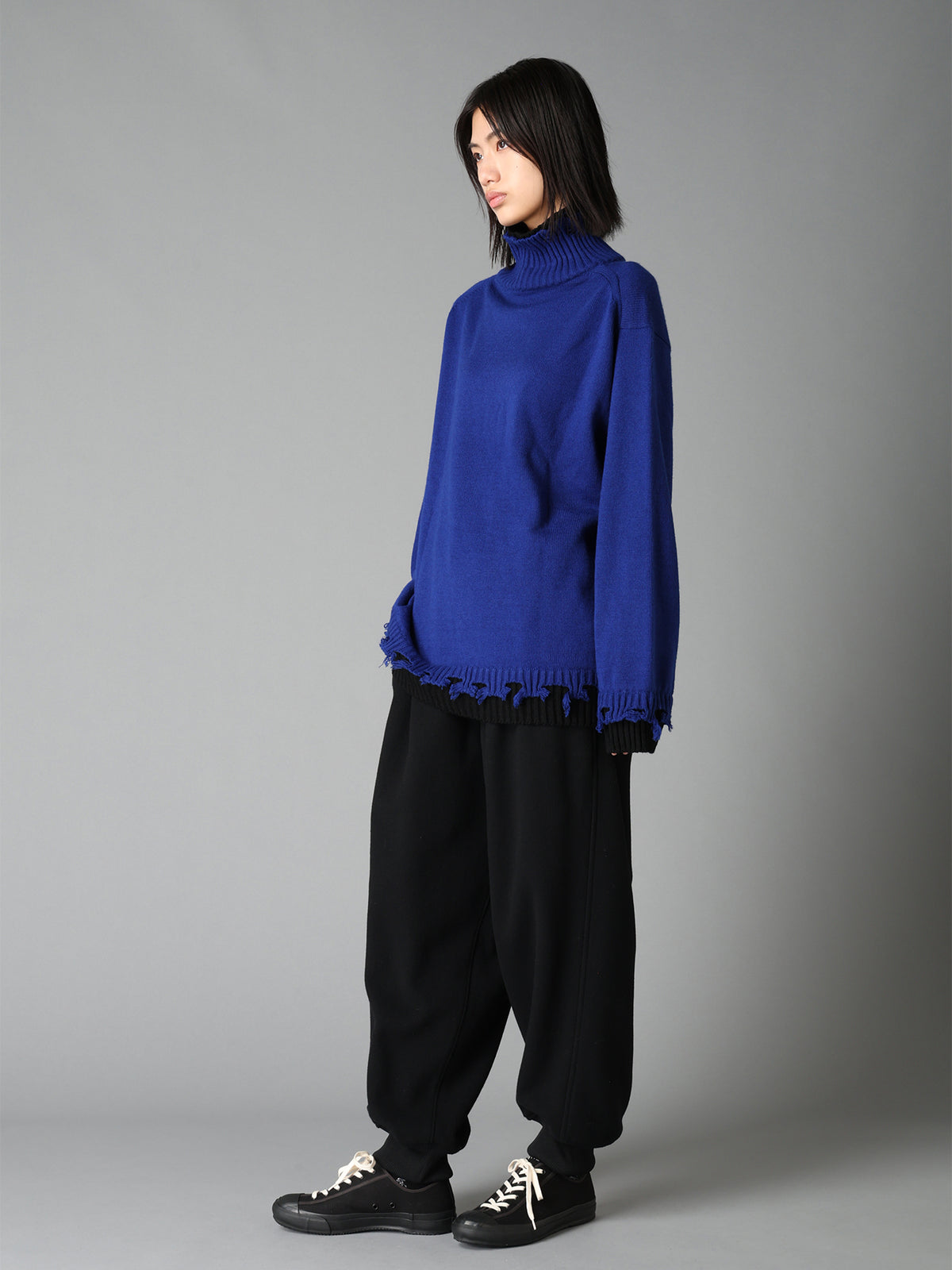 BRUSHED WOOL RIB HEM PANTS