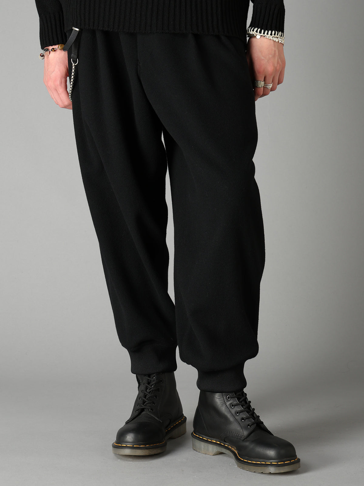 BRUSHED WOOL RIB HEM PANTS