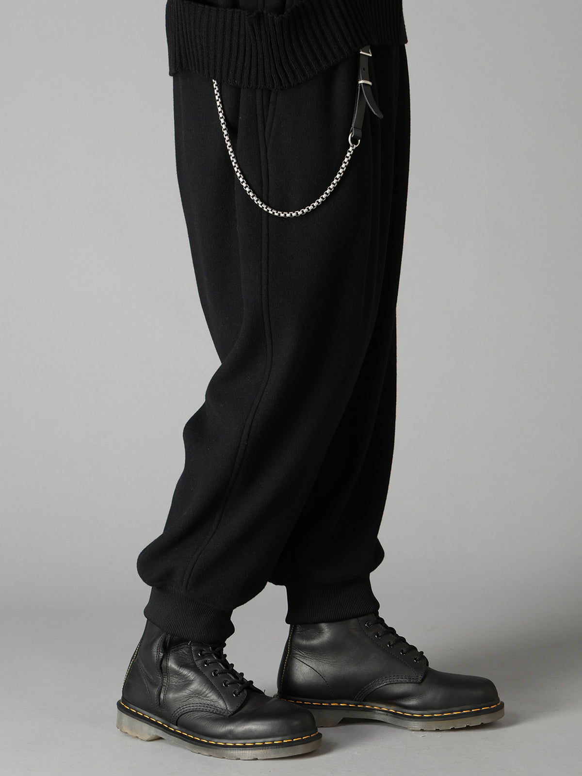 BRUSHED WOOL RIB HEM PANTS