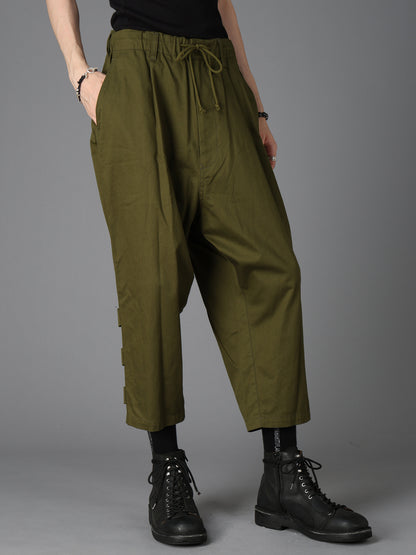 20/COTTON TWILL BELTED HEM DETAIL PANTS