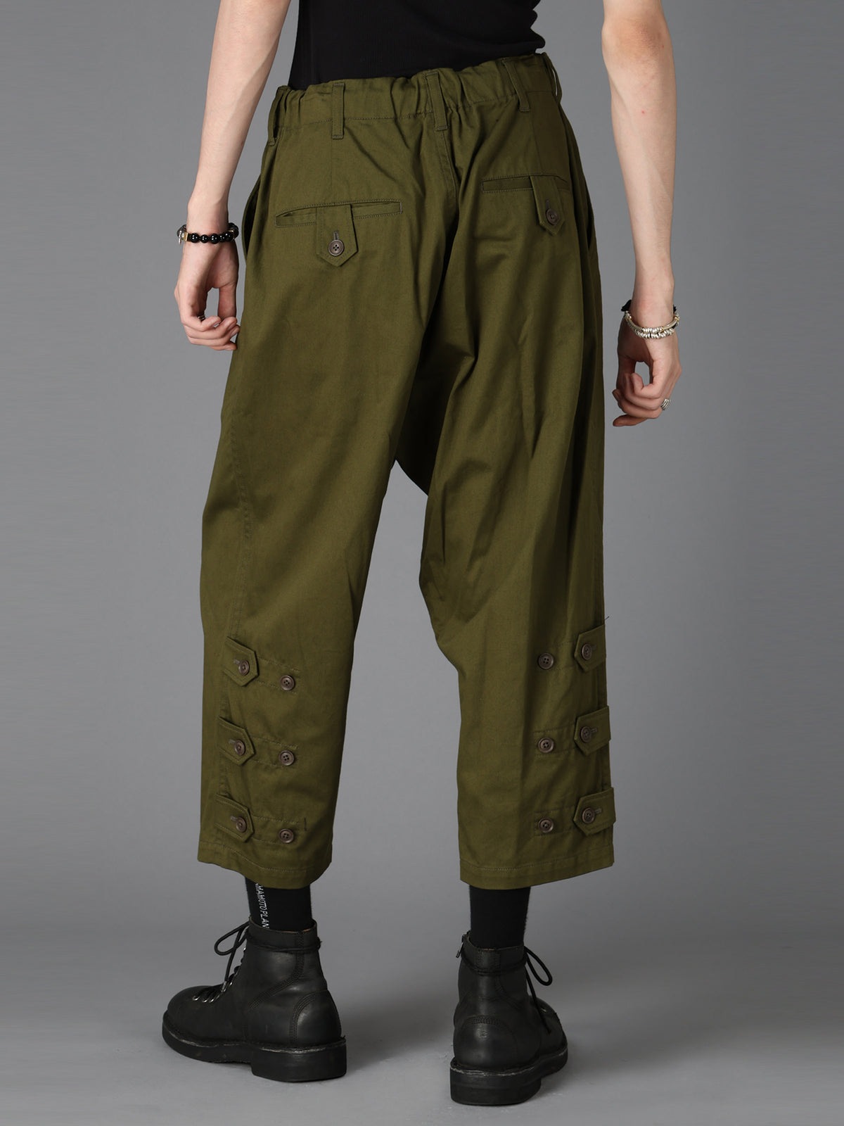 20/COTTON TWILL BELTED HEM DETAIL PANTS