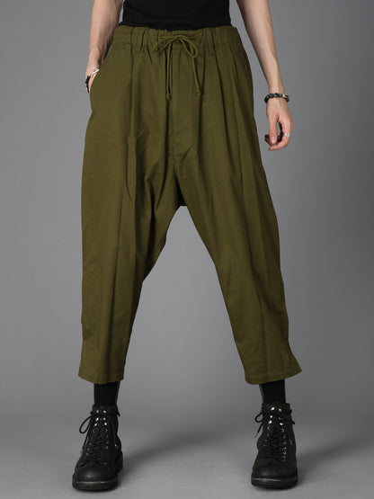 20/COTTON TWILL BELTED HEM DETAIL PANTS