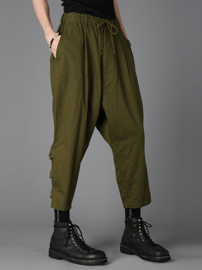20/COTTON TWILL BELTED HEM DETAIL PANTS