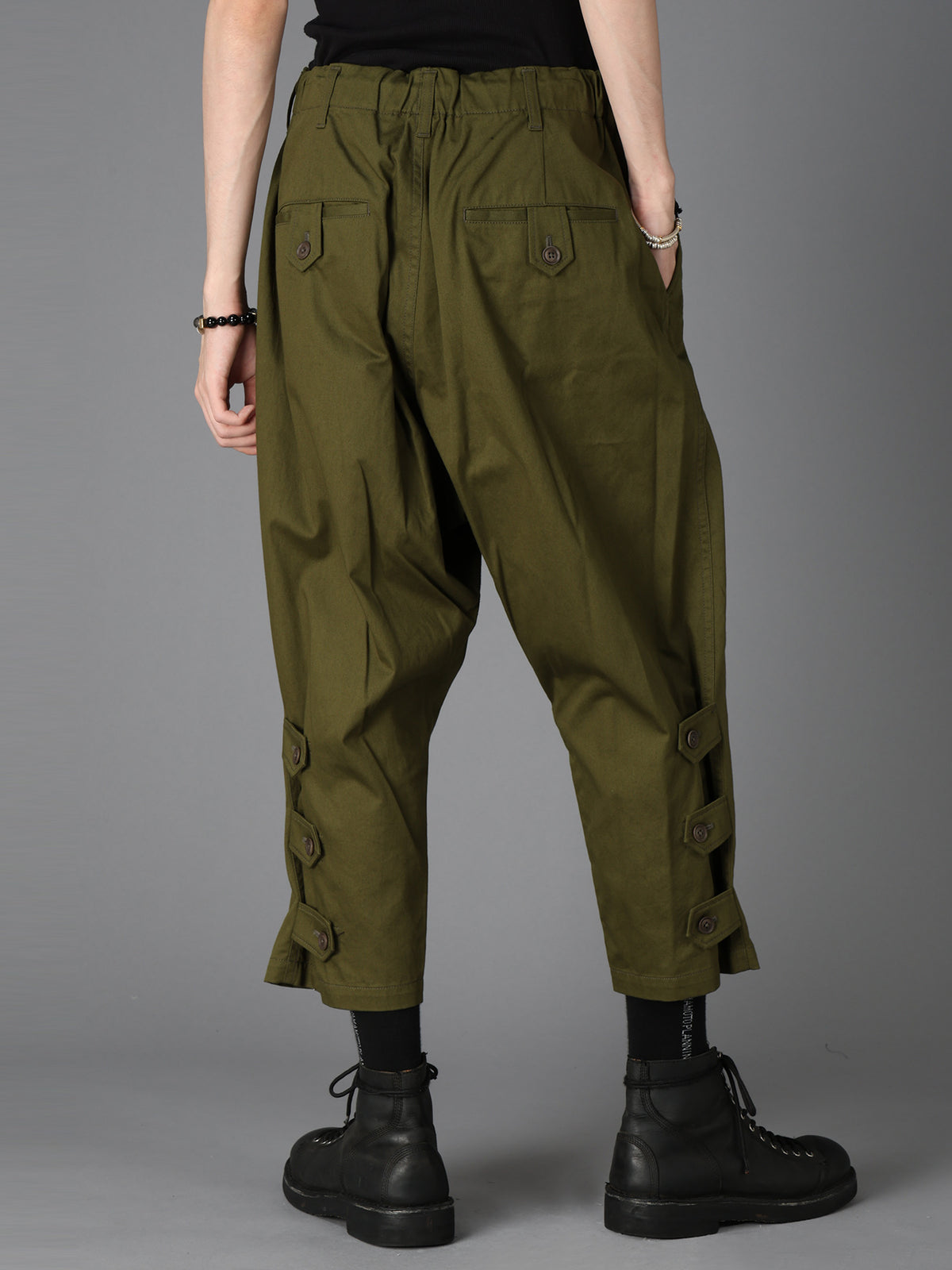 20/COTTON TWILL BELTED HEM DETAIL PANTS