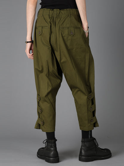 20/COTTON TWILL BELTED HEM DETAIL PANTS
