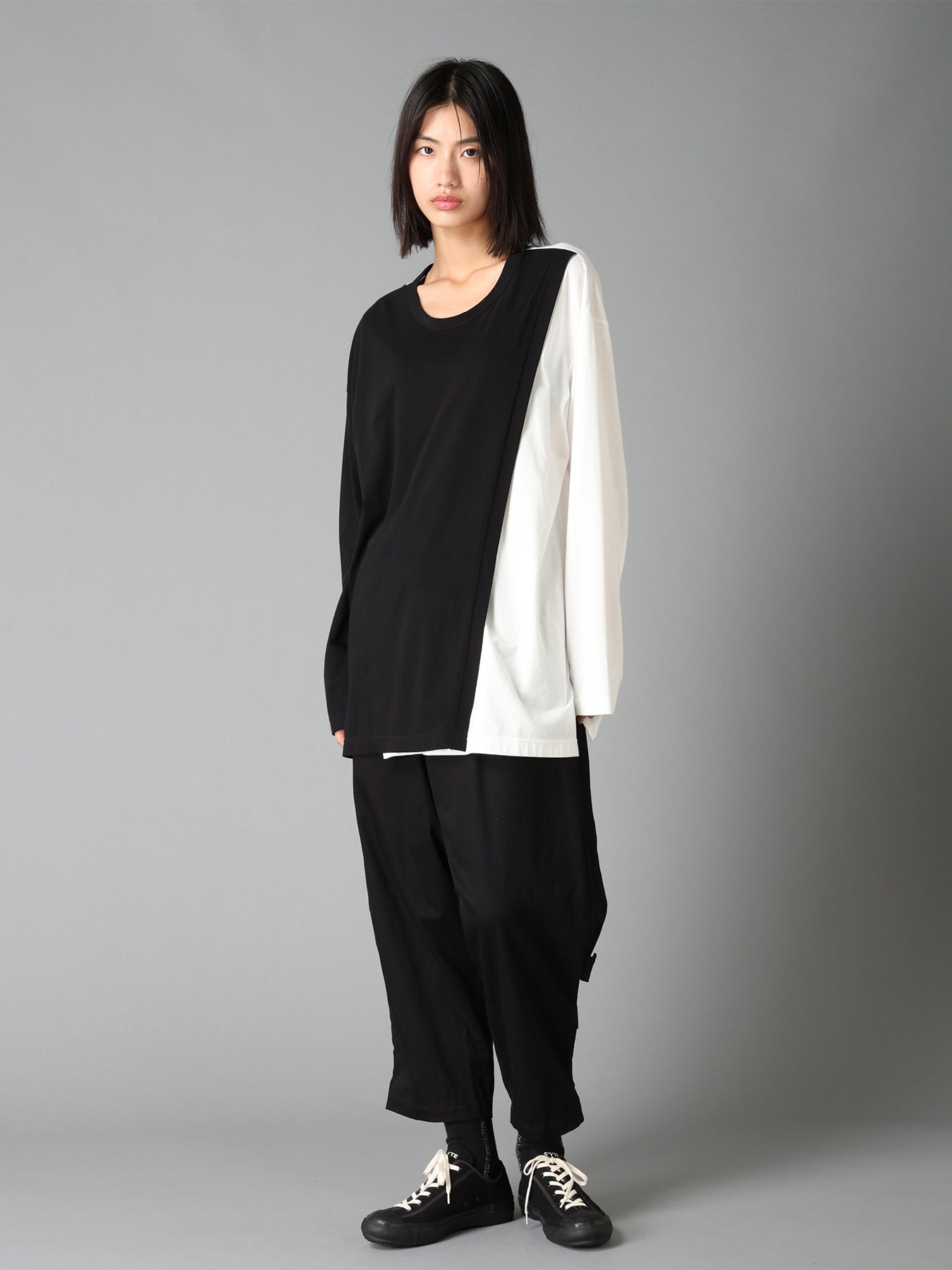 20/COTTON TWILL BELTED HEM DETAIL PANTS