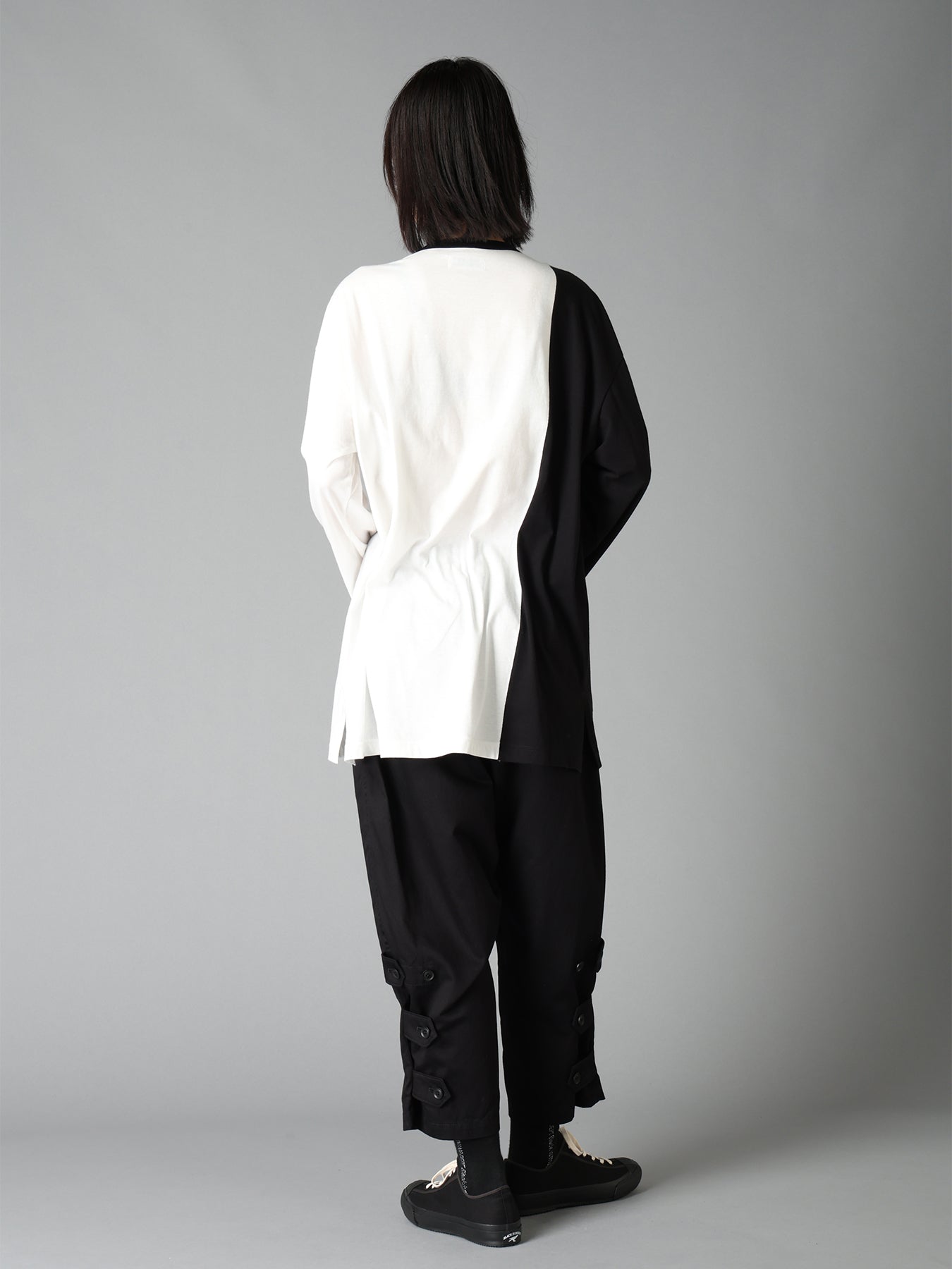 20/COTTON TWILL BELTED HEM DETAIL PANTS