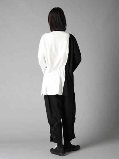 20/COTTON TWILL BELTED HEM DETAIL PANTS