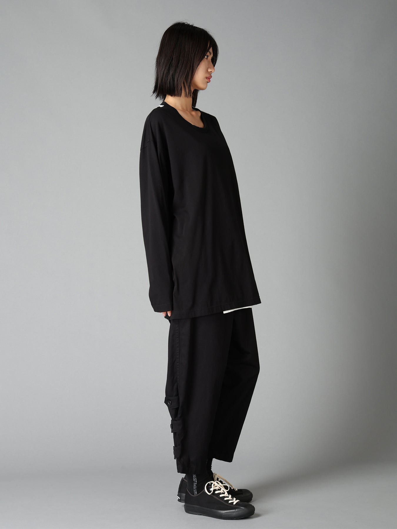 20/COTTON TWILL BELTED HEM DETAIL PANTS