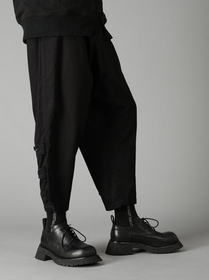 20/COTTON TWILL BELTED HEM DETAIL PANTS