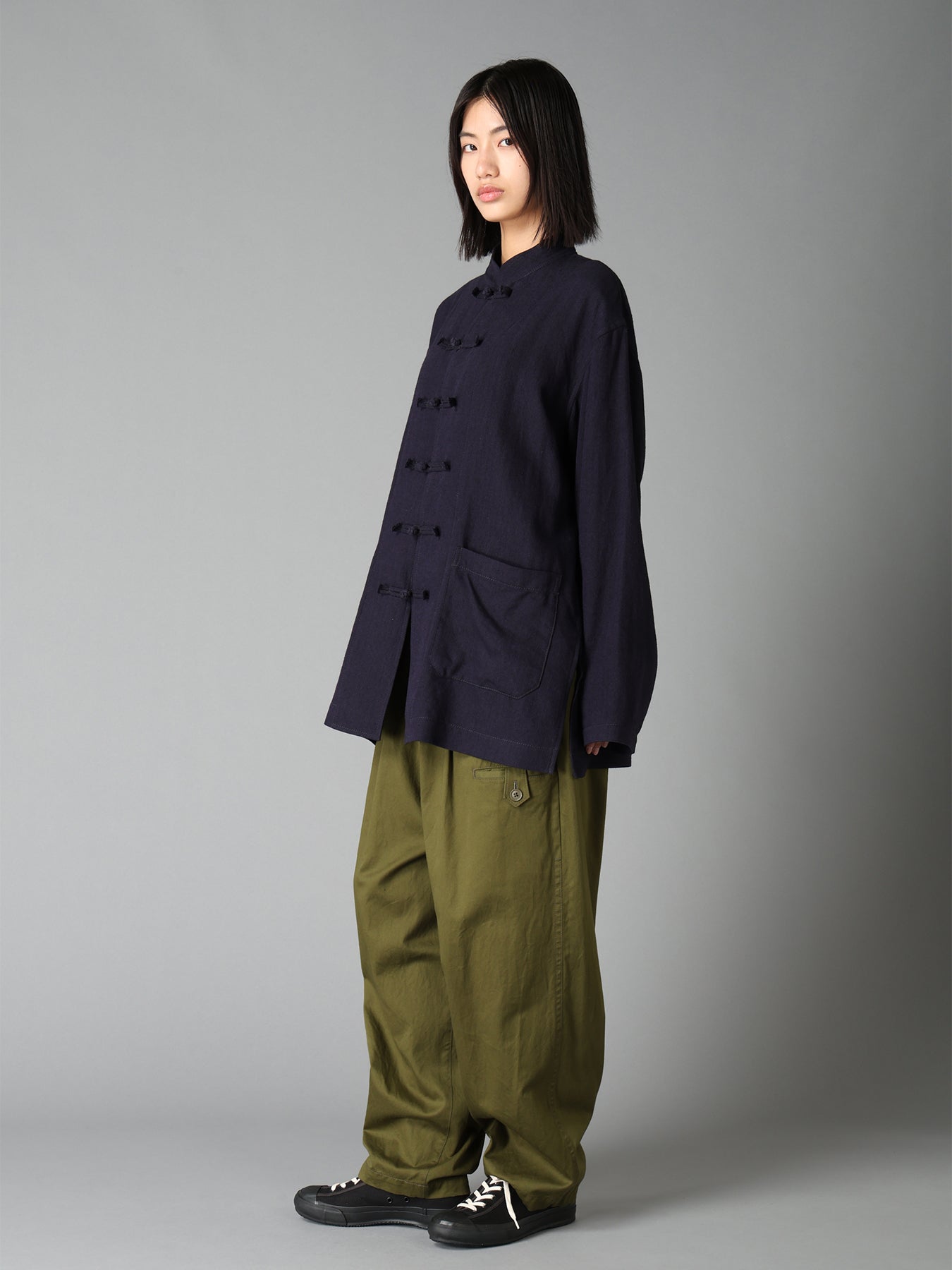 20/COTTON TWILL TAB DETAIL STRAIGHT PANTS