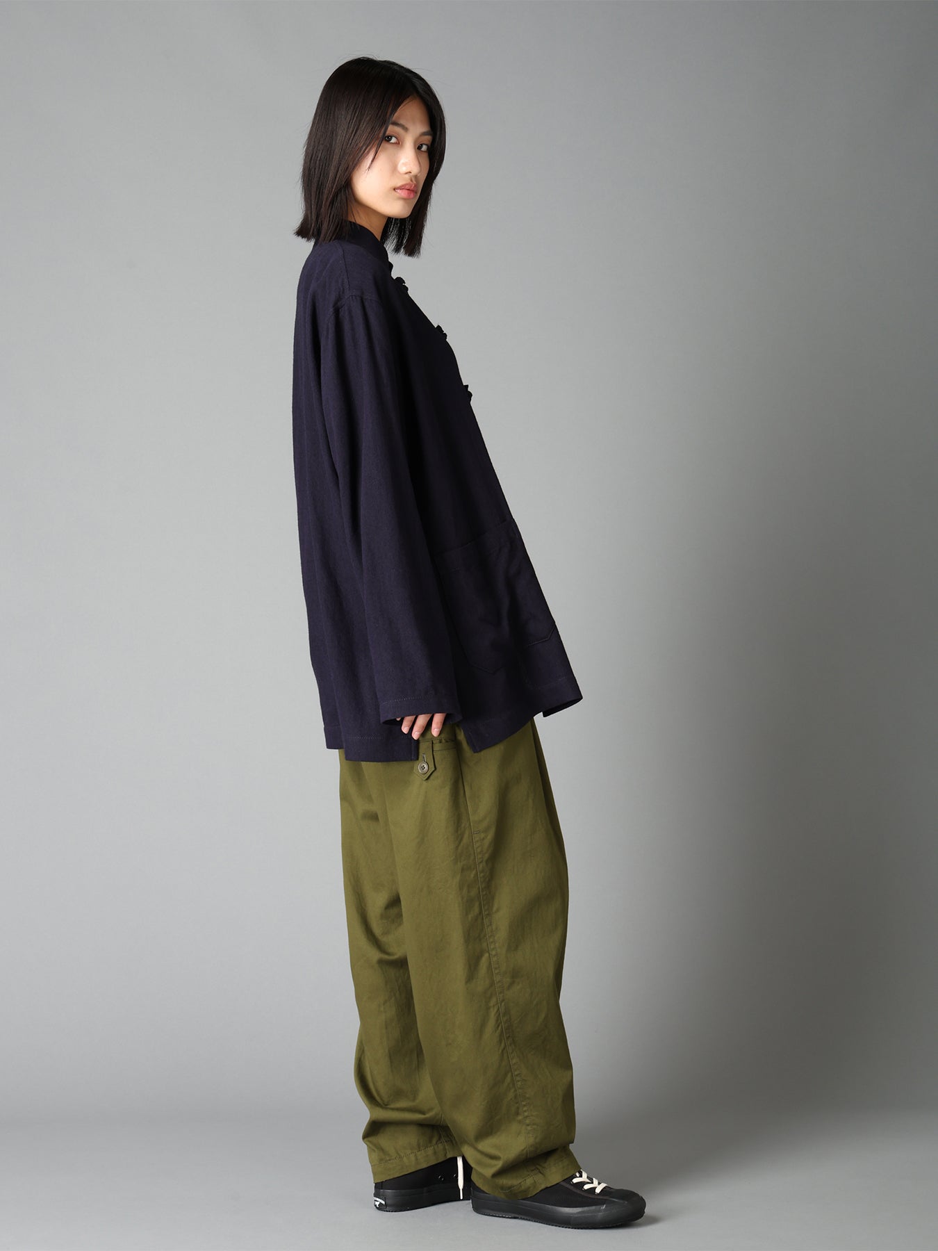 20/COTTON TWILL TAB DETAIL STRAIGHT PANTS