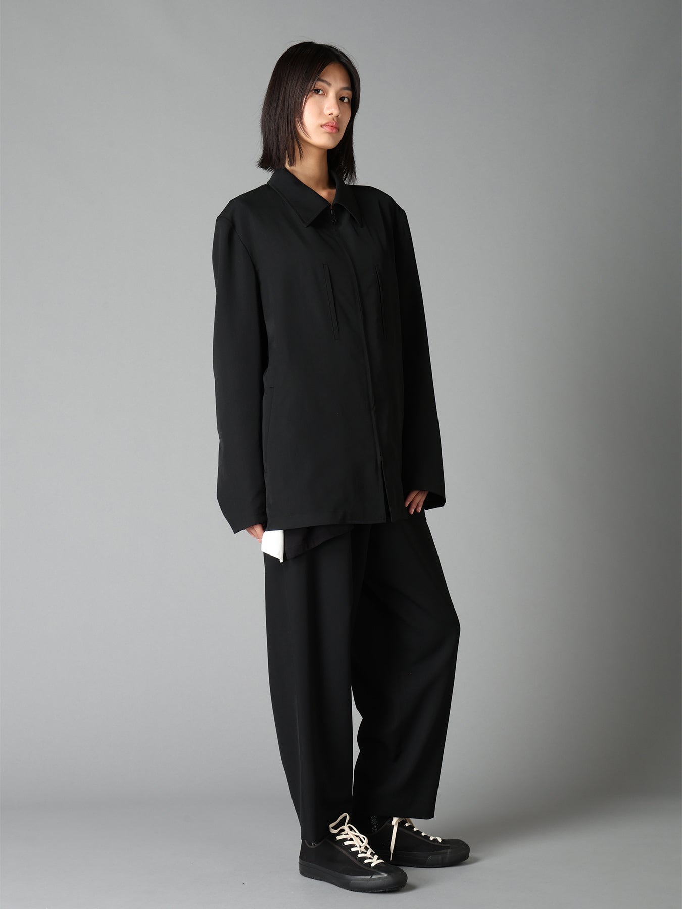 WASHER WOOL GABARDINE ZIP-UP BLOUSON