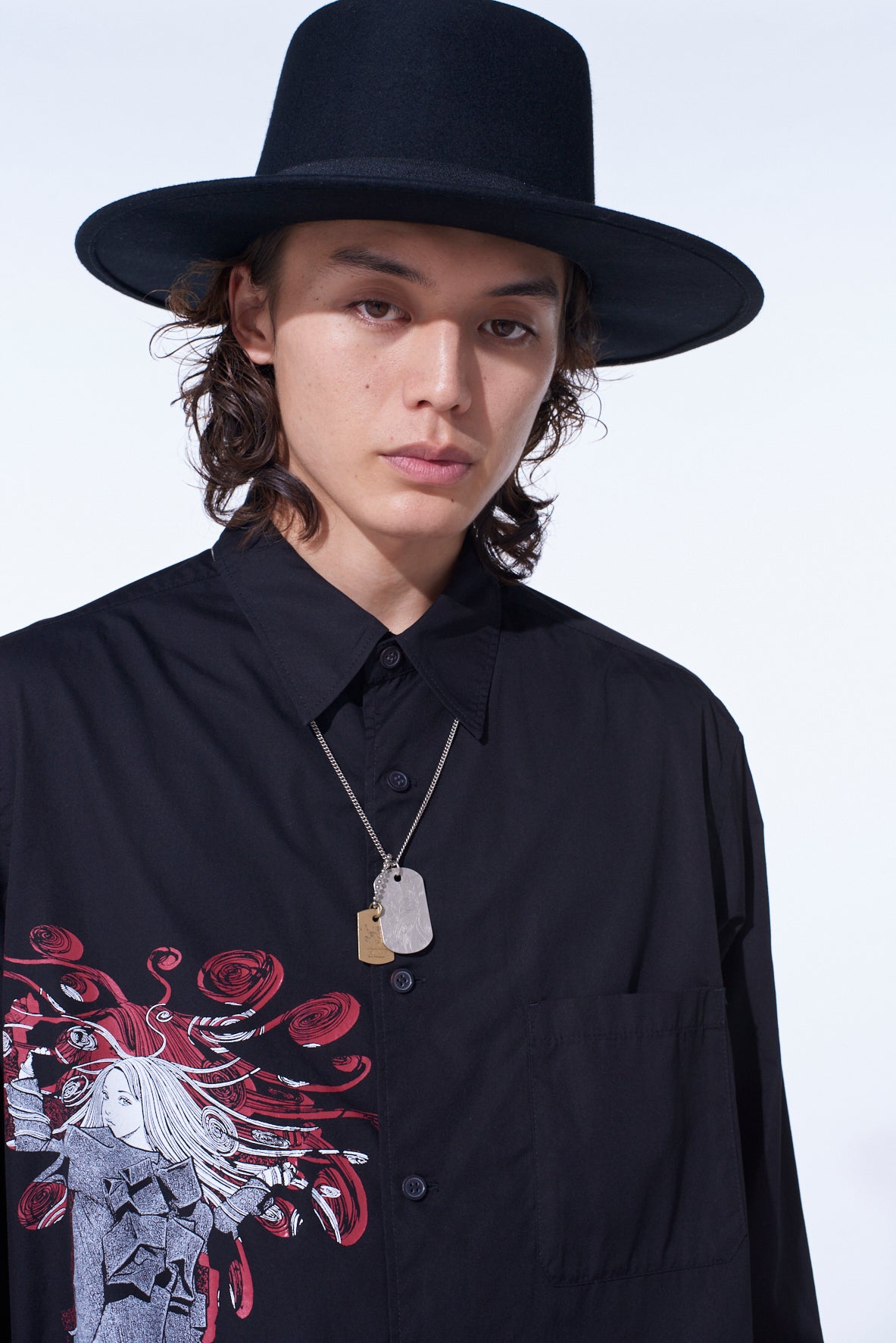 S'YTE × JUNJI ITO -UZUMAKI- KIRIE WEARING YOHJI YAMAMOTO DOG TAG