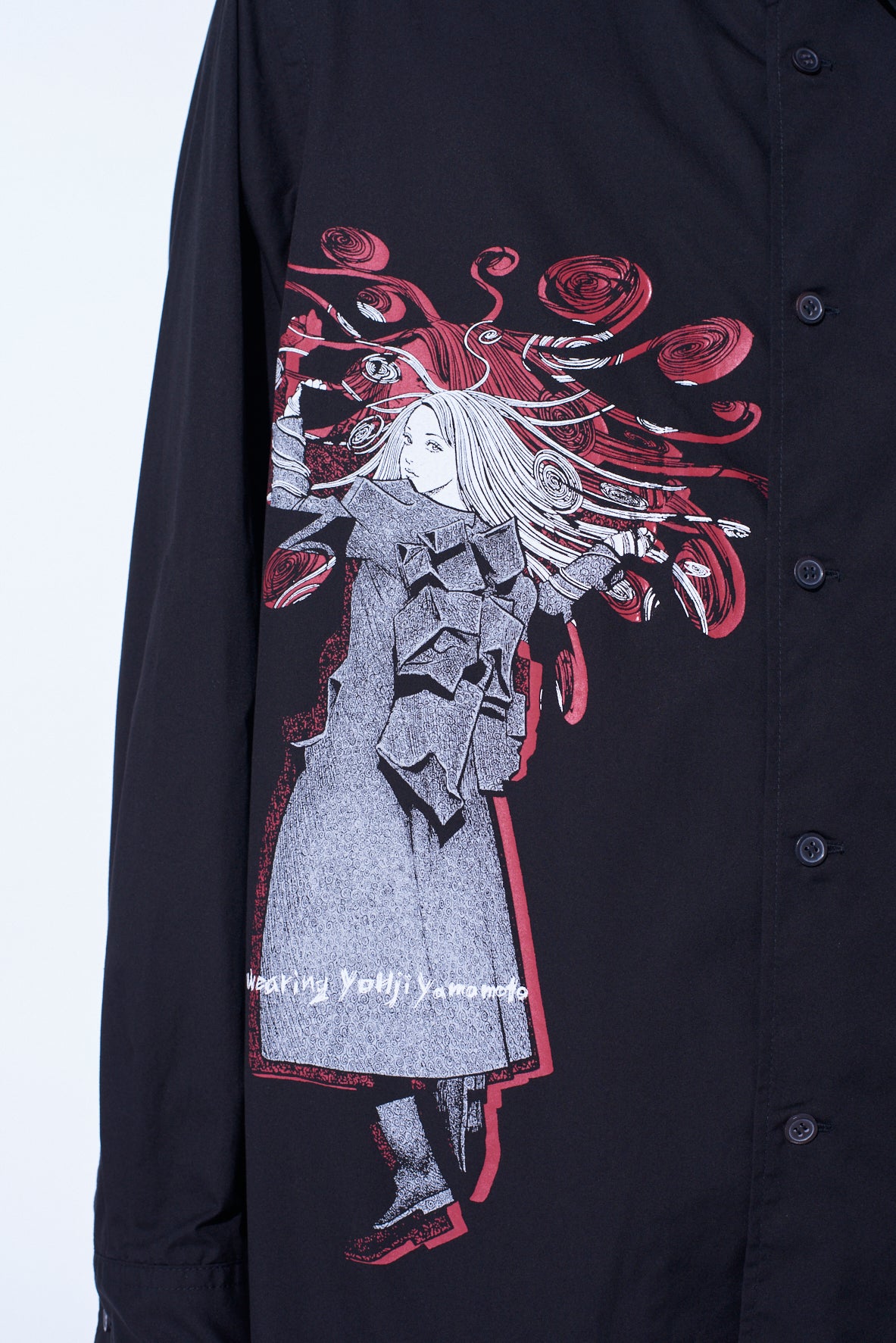 S'YTE × JUNJI ITO -UZUMAKI- KIRIE WEARING YOHJI YAMAMOTO PRINTED