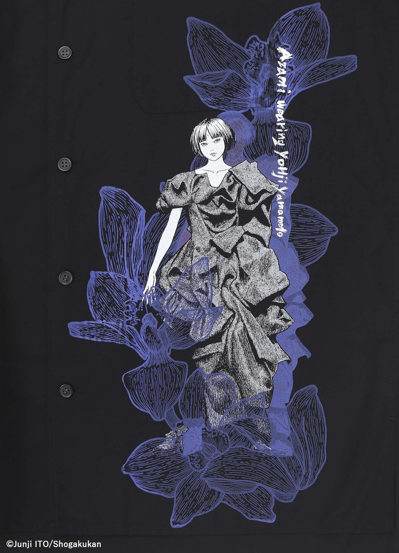 S'YTE × JUNJI ITO -UZUMAKI- AZAMI WEARING YOHJI YAMAMOTO PRINTED SHIRT