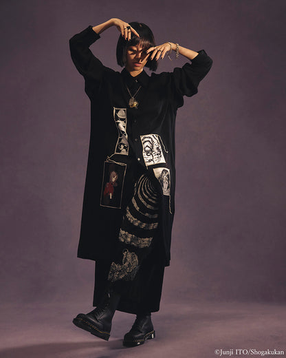S'YTE × JUNJI ITO -UZUMAKI- PRINTED PATCH OMNIBUS LONG SHIRT