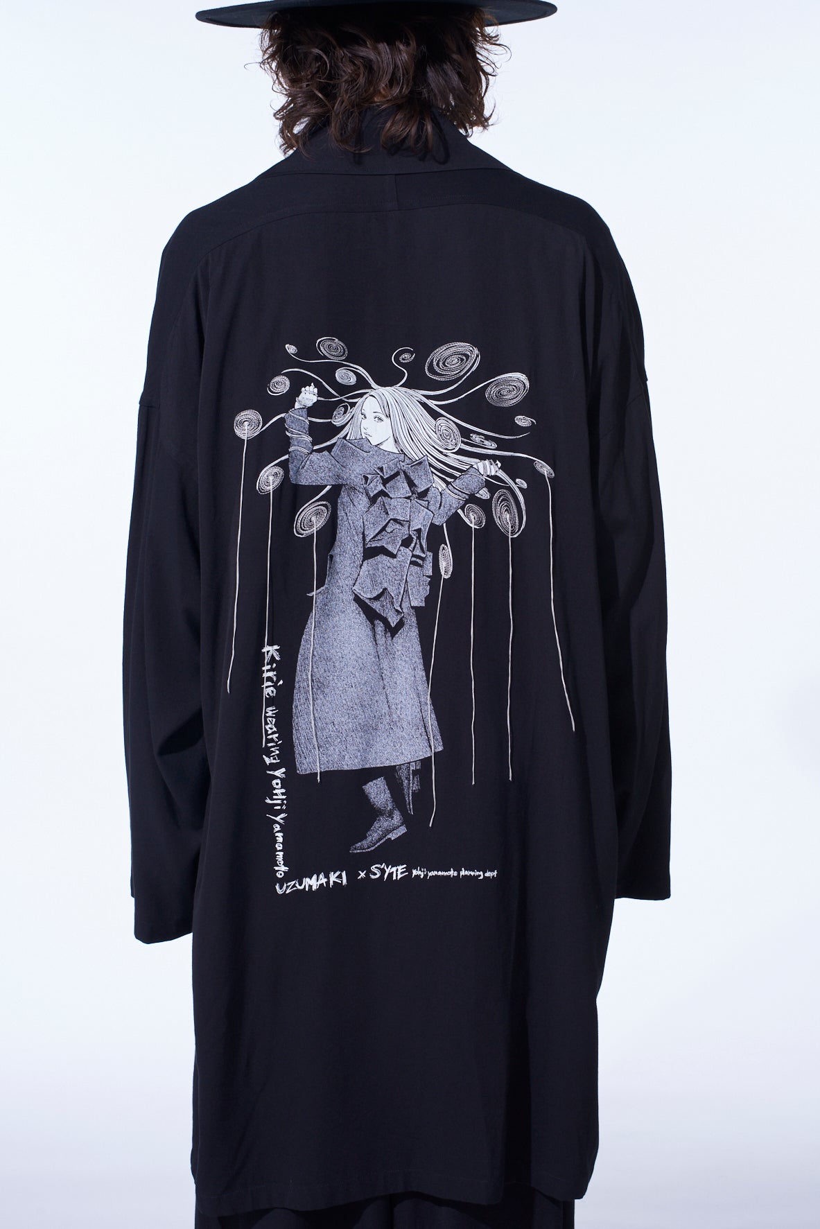 S'YTE × JUNJI ITO -UZUMAKI- KIRIE WEARING YOHJI YAMAMOTO DRAPE COAT