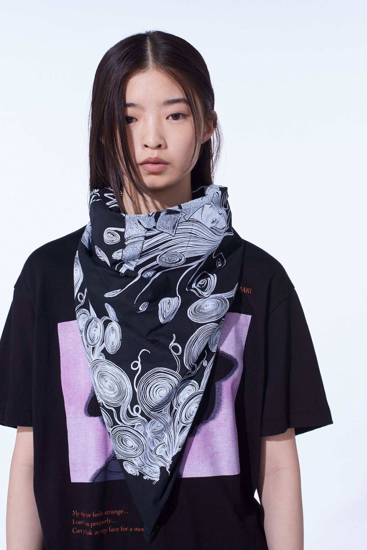 S'YTE × JUNJI ITO -UZUMAKI- KIRIE WEARING YOHJI YAMAMOTO SCARF