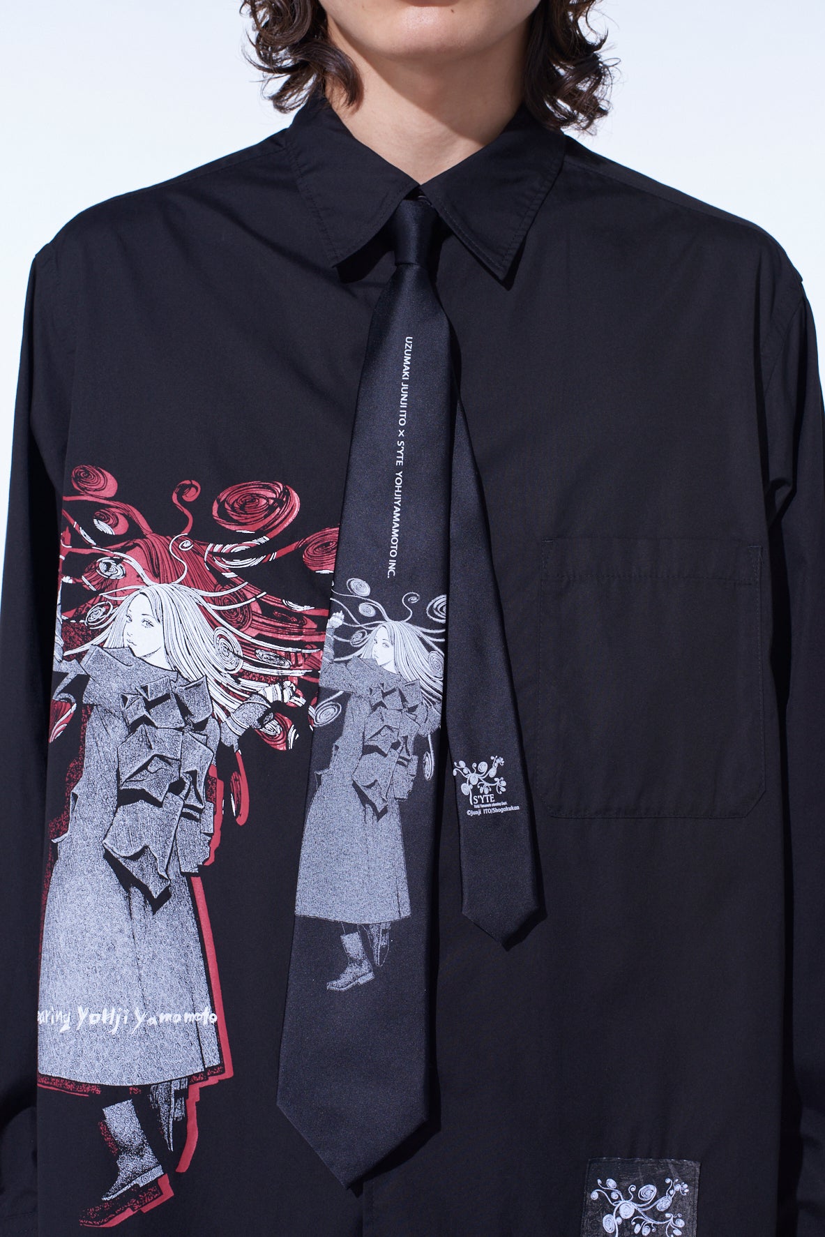 S'YTE × JUNJI ITO -UZUMAKI- KIRIE WEARING YOHJI YAMAMOTO SILK TIE