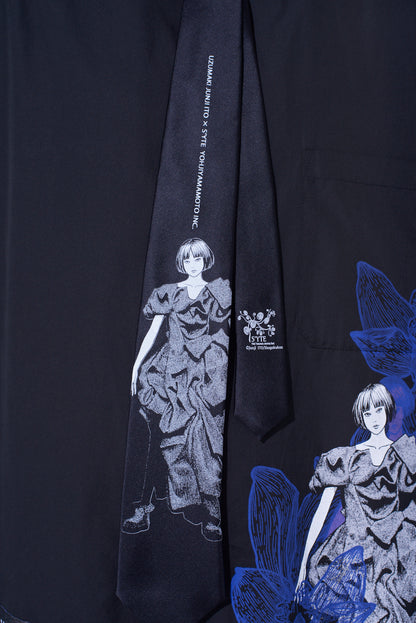 S'YTE × JUNJI ITO -UZUMAKI- AZAMI WEARING YOHJI YAMAMOTO SILK TIE
