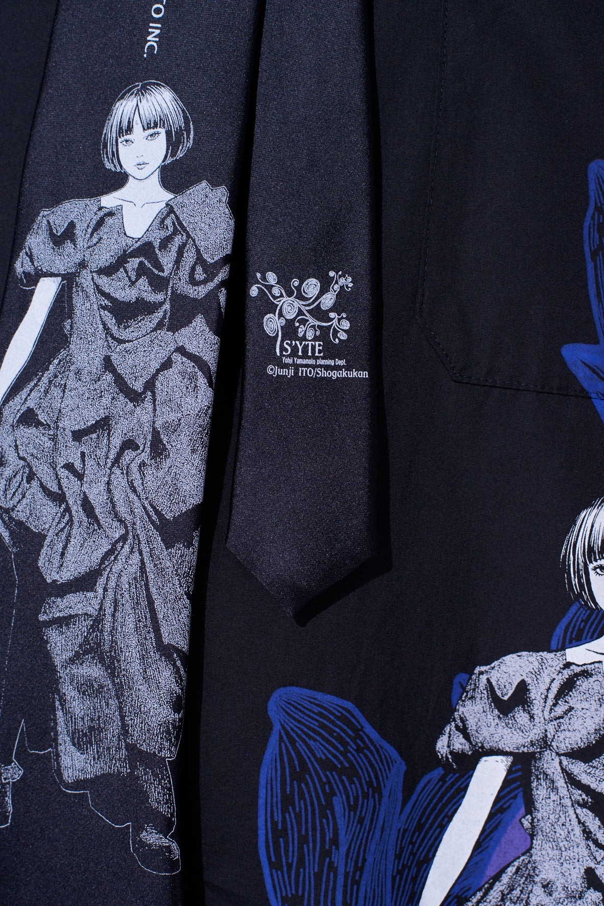 S'YTE × JUNJI ITO -UZUMAKI- AZAMI WEARING YOHJI YAMAMOTO SILK TIE