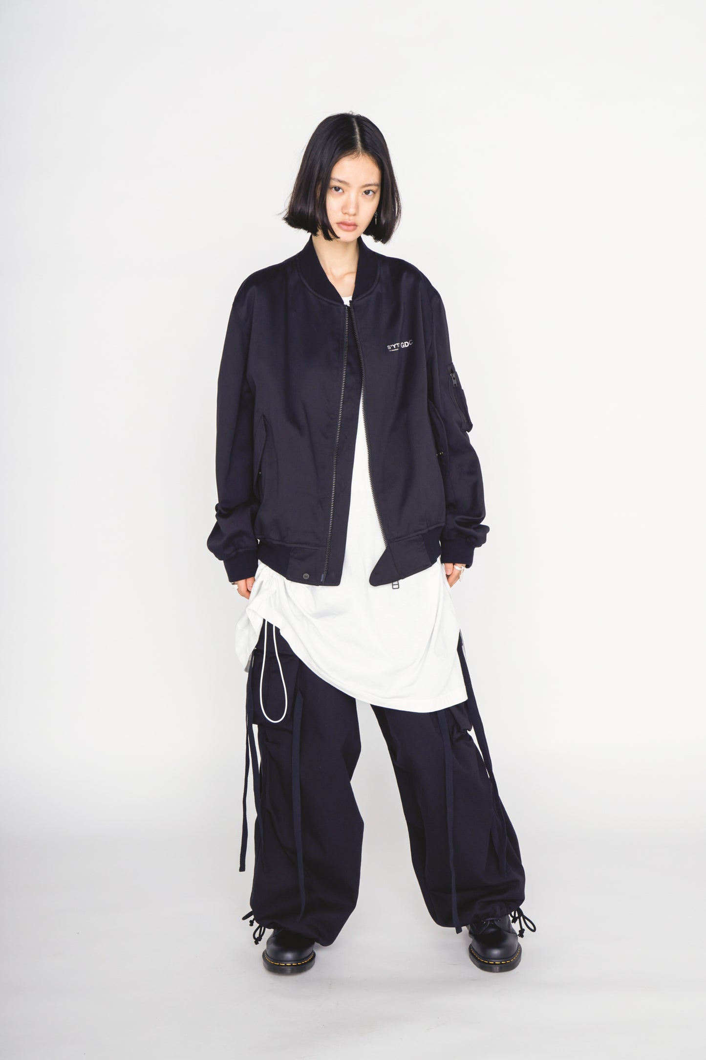 -S’YTE × GDC Collaborate Collection-COTTON DRILL LOGO-PRINTED ARMY TECHNO PANTS