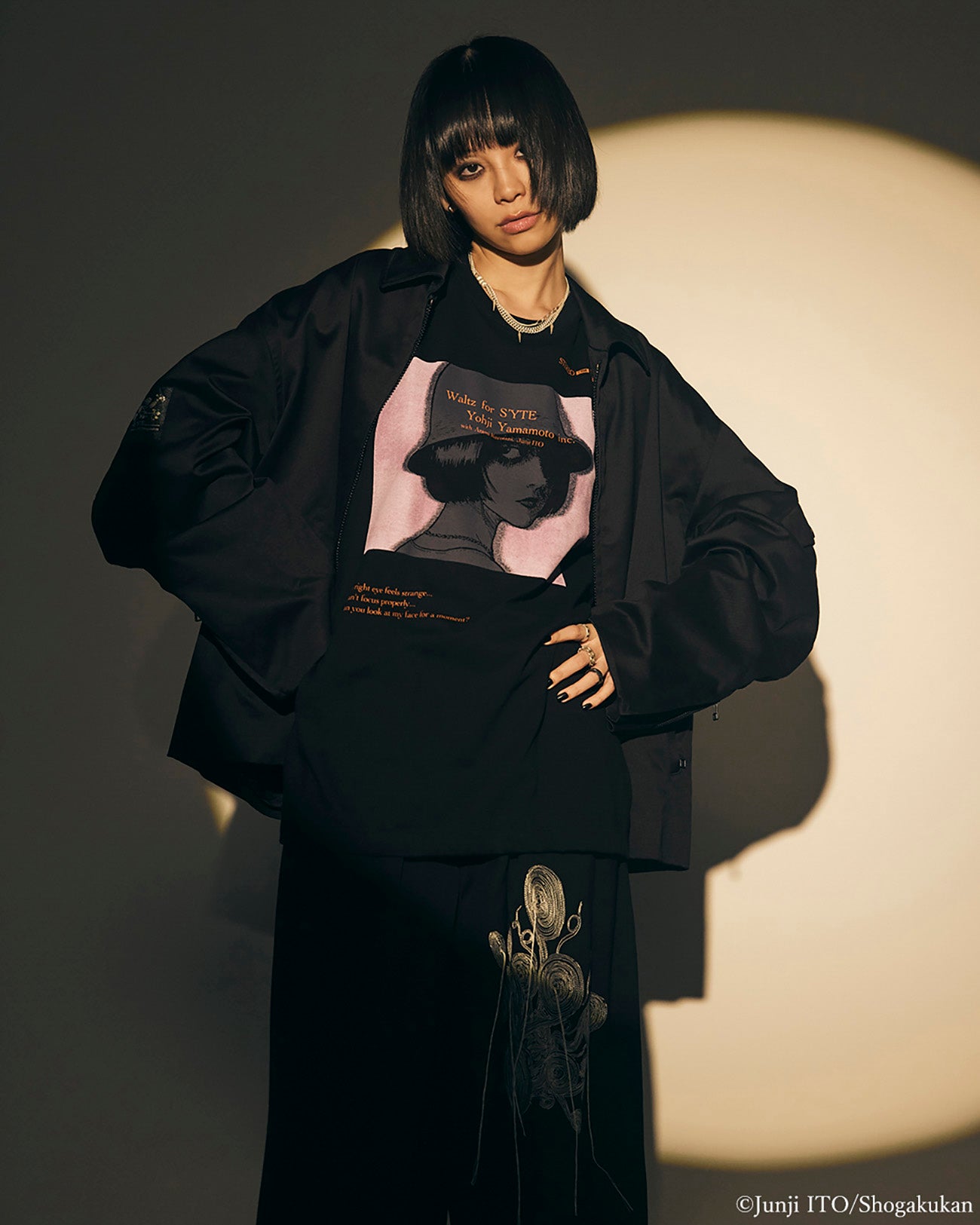 S'YTE × JUNJI ITO -UZUMAKI- AZAMI EMBROIDERY BOMBER JACKET