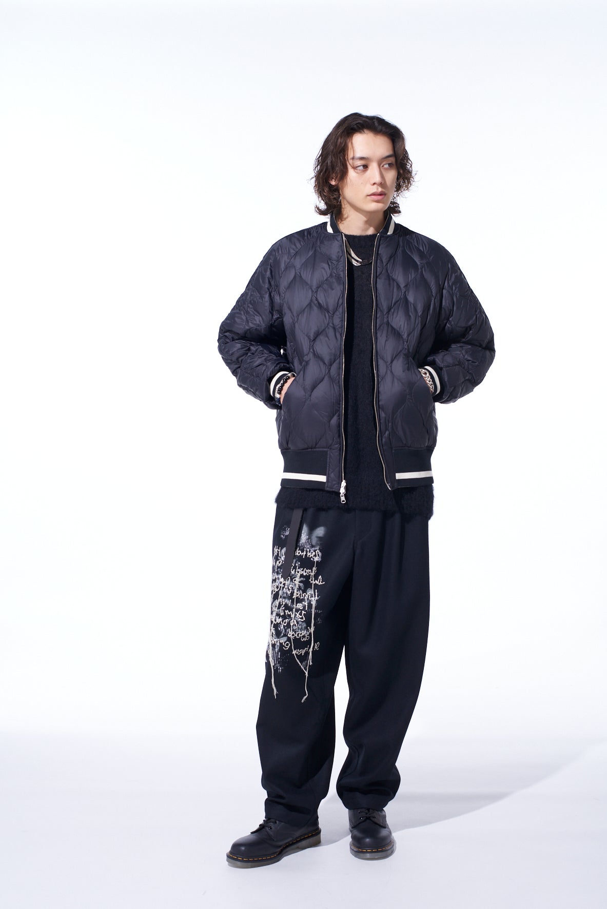 S'YTE X TAION】EMBROIDERY QUILTED DOWN REVERSIBLE BOMBER JACKET